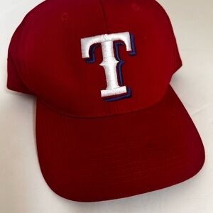 Red and White Hat with T Logo